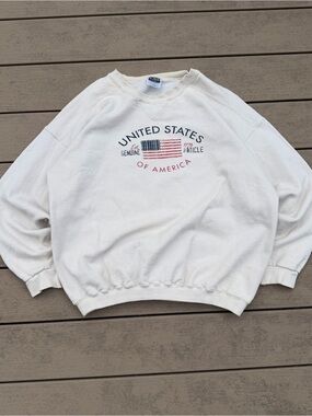 Vintage American Flag Sweatshirt Mens Large Freedom Crewneck Knit USA 90s